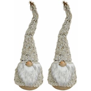 2x stuks pluche gnome/dwerg decoratie poppen/knuffels grijs 45 x 14 cm - Kerstgnomes/kerstdwergen/kerstkabouters