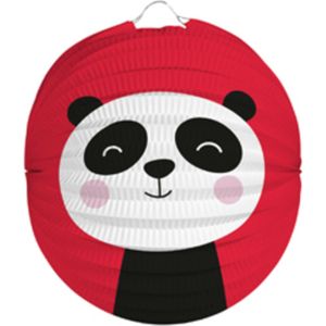 Folat Lampion panda - 22 cm - rood - papier - Sint maarten/kinderfeestje lampionnen