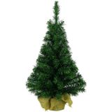 Decoris kerstboom - 90 cm - groen - met clusterverlichting warm wit