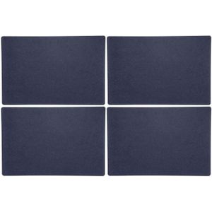 4x stuks rechthoekige placemats met ronde hoeken polyester navy blauw 30 x 45 cm - Placemats/onderleggers - Tafeldecoratie