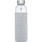 Glazen waterfles/drinkfles met grijze softshell bescherm hoes 500 ml - Sportfles - Bidon