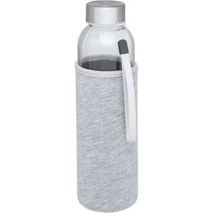 Glazen waterfles/drinkfles met grijze softshell bescherm hoes 500 ml - Sportfles - Bidon