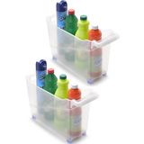 Set van 3x stuks kunststof trolleys transparant op wieltjes L45 x B17 x H29 cm - Voorraad/opberg boxen/bakken