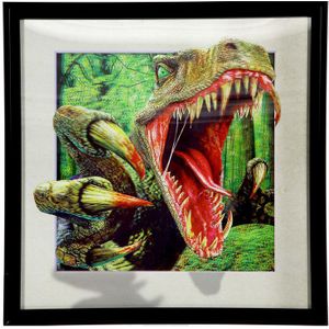 3D dinosaurus poster in zwarte lijst  - T-Rex poster 3D