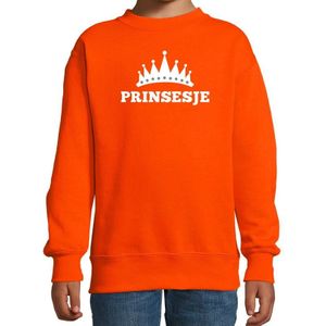 Oranje Prinsesje met kroon sweater meisjes - Oranje Koningsdag kleding