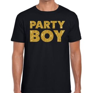 Party Boy glitter tekst t-shirt zwart heren - heren shirt Party Boy