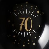 Santex verjaardag leeftijd ballonnen 70 jaar - 24x stuks - zwart/goud - 23 cm - Feestartikelen
