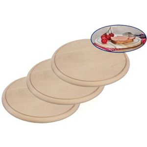 3x Ronde Houten Ham Planken / Broodplanken / Serveer Planken 28 cm - Brood Snijden / Serveren