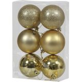 Kerstversiering/kerstboom set mat/glans mix kerstballen met piek in kleur goud 6 en 8 cm diameter - 36x stuks kerstballen
