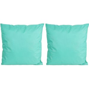 8x Bank/Sier Kussens Voor Binnen en Buiten In de Kleur Aquablauw/Groen 45 X 45 cm