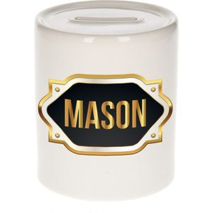 Mason naam cadeau spaarpot met gouden embleem - kado verjaardag/ vaderdag/ pensioen/ geslaagd/ bedankt