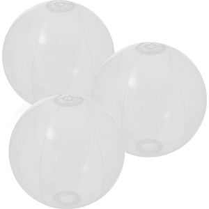 10x stuks opblaasbare strandballen plastic transparant wit 28 cm - Strand buiten zwembad speelgoed