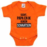 Oranje fan romper voor babys - Sssht kijken schaatsen - Holland / Nederland supporter - EK/ WK baby rompers