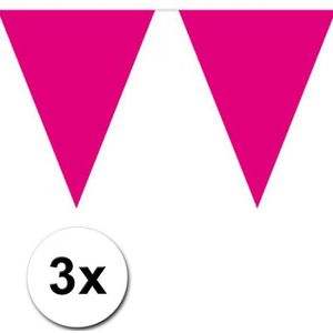 3x Vlaggenlijn magenta roze 10 meter