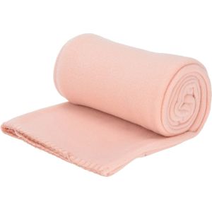 H&S Deken-plaid - fleece-polyester - roze - 125 x 150 cm