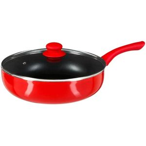 Secret de Gourmet - Hapjespan met deksel - Alle kookplaten/warmtebronnen geschikt - rood/zwart - Dia 28 cm