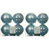 12x stuks kunststof kerstballen lichtblauw 10 cm - Mat/glans - Onbreekbare plastic kerstballen