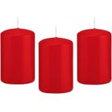 8x stuks rode cilinderkaars/stompkaars 5 x 8 cm 18 branduren - Geurloze kaarsen - Woondecoraties