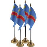 4x stuks Congo tafelvlaggetje 10 x 15 cm met standaard - Supporters feestartikelen/versiering