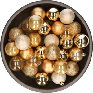 Kerstballen - 48x stuks - kunststof - goud - 6 cm - onbreekbaar