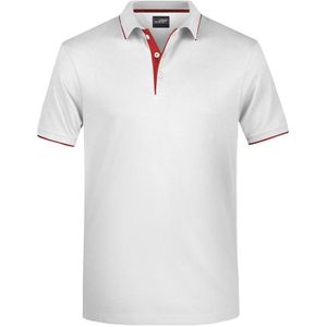 Polo shirt Golf Pro premium wit/rood voor heren - Witte herenkleding - Werkkleding/zakelijke kleding polo t-shirt