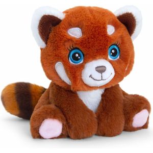 Keel Toys pluche rode Panda knuffeldier - rood/wit - zittend - 16 cm - Luxe kwaliteit knuffels