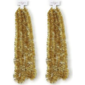 2x Kerstslingers goud ca. 5 x 270cm - Guirlandes folie lametta - Gouden kerstboom versieringen