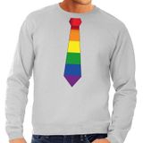 Gay pride regenboog stropdas sweater grijs -  homo sweater voor heren - gay pride