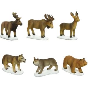 6x stuks kerstdorp accessoires dieren/rendieren - Kerstdorp onderdelen kerstversiering