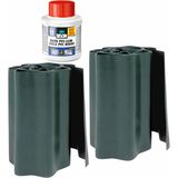 3x stuks Kunststof grasranden / borderranden groen 9 m x 25 cm inclusief Bison PVC lijm