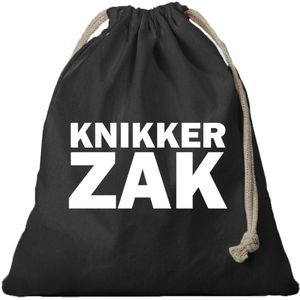 1x Katoenen canvas knikkerzak zwart met sluitkoord voor jongens en meisjes - Opbergzakje knikkers - Grote knikkerzaken