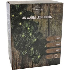 Svenska Living dennenslinger/guirlande groen -270 cm -met 35 leds warm