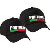 4x stuks portugal supporters pet zwart voor dames en heren - Portugal landen baseball cap - supporter kleding