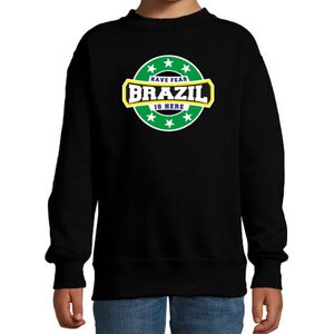Have fear Brazil is here sweater met sterren embleem in de kleuren van de Braziliaanse vlag - zwart - kids - Brazilie supporter / Braziliaans elftal fan trui / EK / WK / kleding