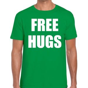 Free hugs tekst t-shirt groen heren