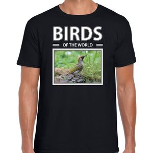 Dieren foto t-shirt Groene specht - zwart - heren - birds of the world - cadeau shirt Spechten liefhebber