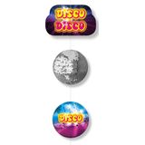 Disco eighties thema hangende slinger - 2x - discoballen - 150 cm - karton - versiering/feestartikelen