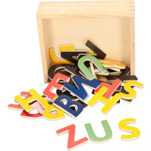 37x Magnetische houten letters gekleurd - Koelkast speelgoed magneten letters - Leren spellen en schrijven