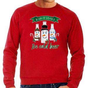Bellatio Decorations foute kersttrui/sweater heren - IJskoud bier - rood - Christmas beer