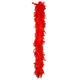 Boland Carnaval verkleed boa met veren - 2x - rood - 180 cm - 50 gram - Glitter and Glamour