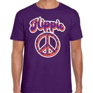 Hippie t-shirt paars voor heren - 60s / 70s / toppers outfit / kleding