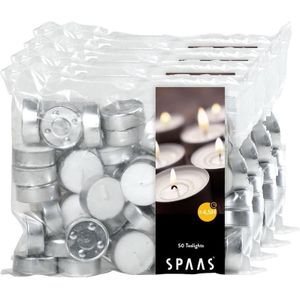 200x Witte theelichtjes/waxinelichtjes 4,5 branduren in zak - Geurloze kaarsen
