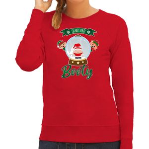 Bellatio Decorations foute kersttrui/sweater dames - Kerstman sneeuwbol - rood - Shake Your Booty