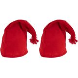 PartyXplosion Verkleed muts voor een kabouter/dwerg - 2x - rood - polyester - volwassenen - one size