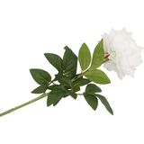DK Design Kunstbloem pioenroos - 3x - wit - zijde - 71 cm - kunststof steel - decoratie bloemen