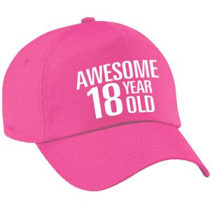 Awesome 18 year old verjaardag pet / cap roze voor dames en heren - baseball cap - verjaardags cadeau - petten / caps