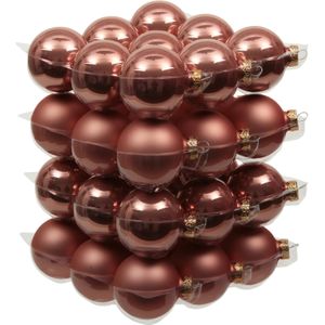 Othmara Decorations Kleine kerstballen - 36x st - koraal roze - 4 cm - glas - mat/glans