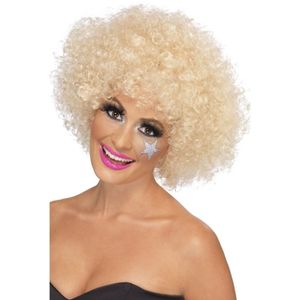 Smiffys Afro verkleedpruik - blond - voor dames - Seventies thema