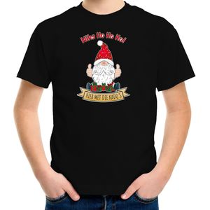 Bellatio Decorations kerst t-shirt voor kinderen - Kado Gnoom - zwart - Kerst kabouter - Kerstdiner