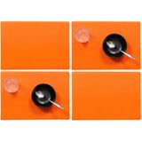 Set van 4x stuks stevige luxe Tafel placemats Plain oranje 30 x 43 cm - Met anti slip laag en Teflon coating toplaag